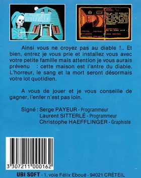 Peur Sur Amityville (F) (2 faces) (1987) box cover back